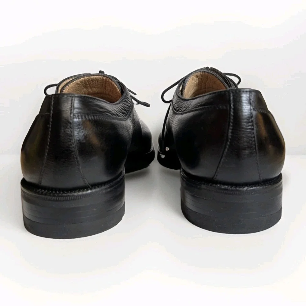 Gravati Arthur Beren Italy 16567 Black Pebbled Leather Apron Blucher Shoes 11 W